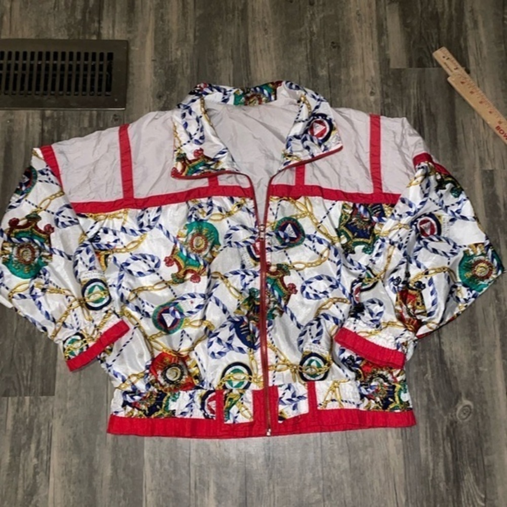 Vintage 1990s Equestrian Theme Wind Breaker Jacket / Streetwear / medium